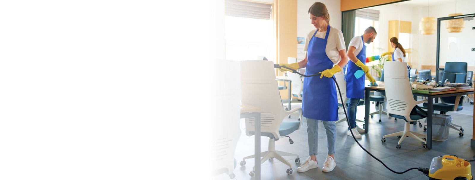 Cleaners working in a commercial space